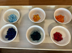 Mineral pigments in bowl for thangka painters