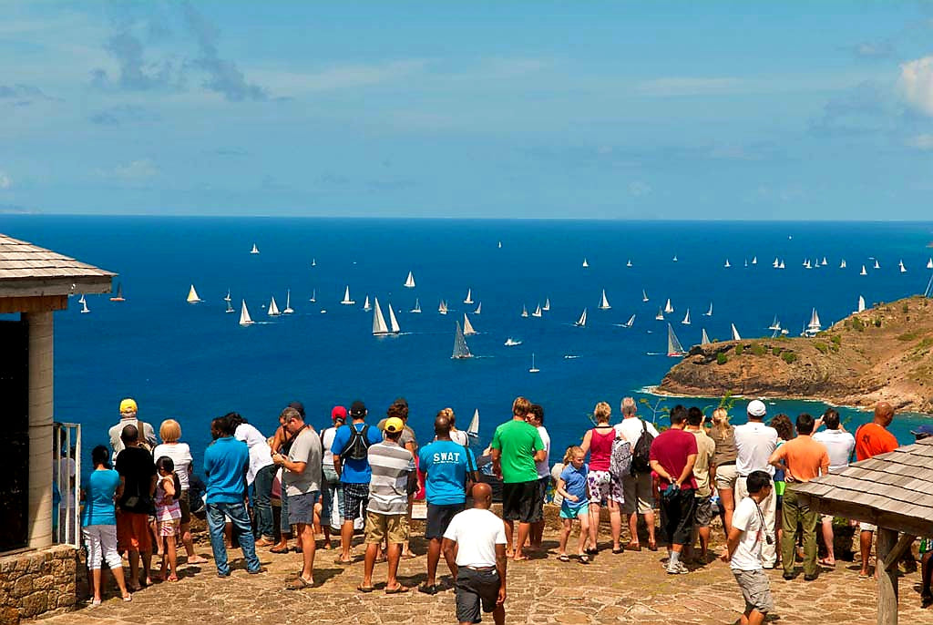 Australian Cricket Tours - Yachts Racing Along The South Coast Of Antigua As Seen From Shirley Heights Lookout