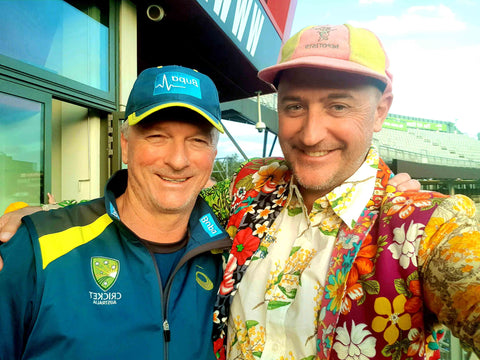 Luke Gillian With The Great Australian Captain Steve Waugh After The Ashes Match At Old Trafford, Manchester, During The Ashes Test Cricket Series 2019 | Manchester | England | Australian Cricket Tours