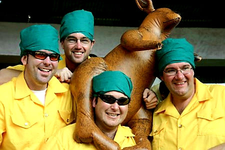 Australian Cricket Tours - Four Clients Celebrate Indian Culture Wearing Gold Shirts And Green Turbans At The Australia Vs India Test Match In Bengaluru In 2004 | India