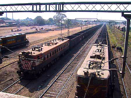 Australian Cricket Tours - Two Freight Trains Sit Outside Nagpur, As Seen From Station Bridge | Nagpur | India