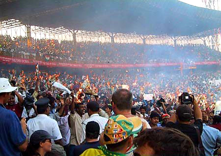 Australian Cricket Tours - The Indian Crowd Sets Paper Alight After Victory At Eden Gardens, Kolkata During The 2nd Test Match Between Australia vs India 2001