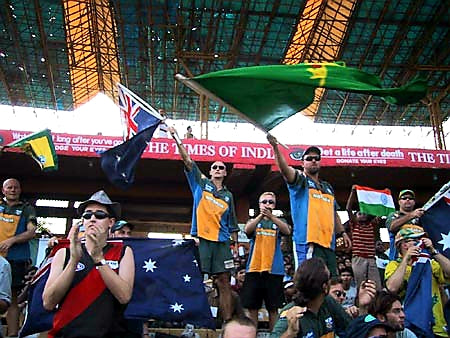 Australian Cricket Tours - Australian Supporters Waving The Flag At Eden Gardens, Kolkata During The 2nd Test Match Between Australia vs India 2001