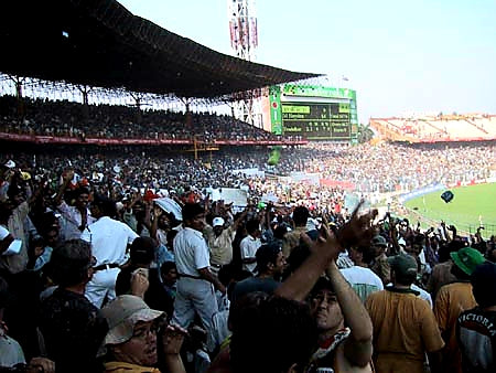 Australian Cricket Tours - Australian Cricket Supporters Dodging Missiles Thrown At Them At Eden Gardens, Kolkata During The 2nd Test Match Between Australia vs India 2001