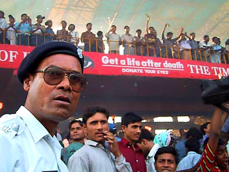 Australian Cricket Tours - Chief Of Police Mr Hossain Had His Work Cut Out At Eden Gardens, Kolkata During The 2nd Test Match Between Australia vs India 2001