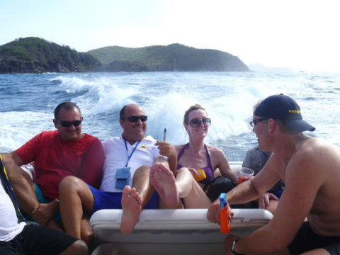 Enjoying A Rum Punch On Our Way By Boat From Union Island To St Vincent Island | Australian Cricket Tours