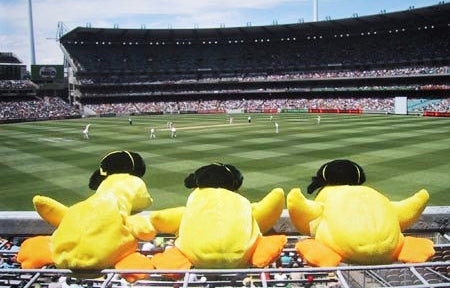 Three Toy Ducks Lined Up At The Melbourne Cricket Ground (MCG) | Batting Hattrick In Cricket | Melbourne | Australian Cricket Tours|