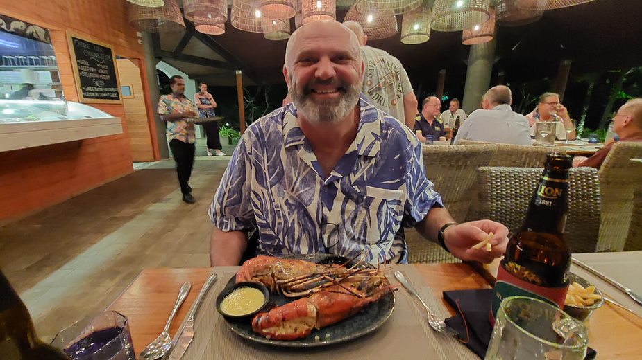 Timothy Bondin Enjoys His Scampi At The Crab Shack At Hikka Tranz By Cinnamon Beach Resort | Hikkaduwa | Sri Lanka | Australian Cricket Tours