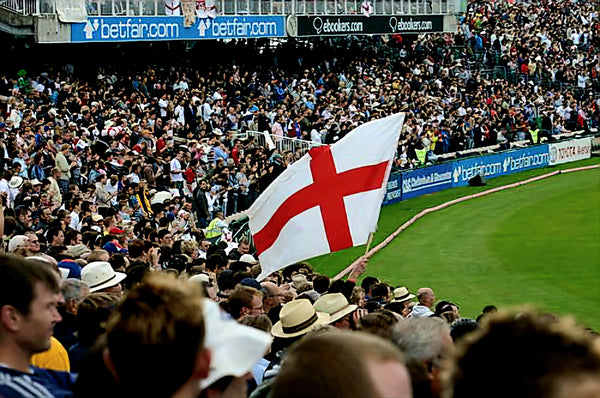 A Lone England Flag Waves Proudly As Australia Draws The 3rd Ashes Test Match At Old Trafford, Manchester, 2005