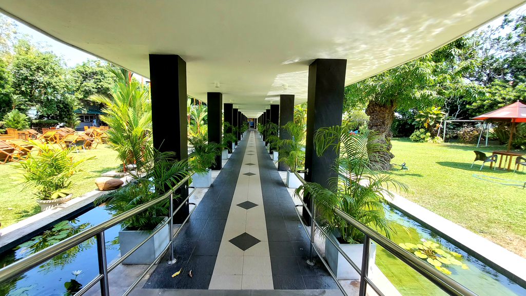 The Tiled Walkway Entrance & Fish Ponds Of Singhalese Sports Club (The SSC) International Cricket Stadium One Of Colombo's Test Cricket Grounds | Sri Lanka | Australian Cricket Tours