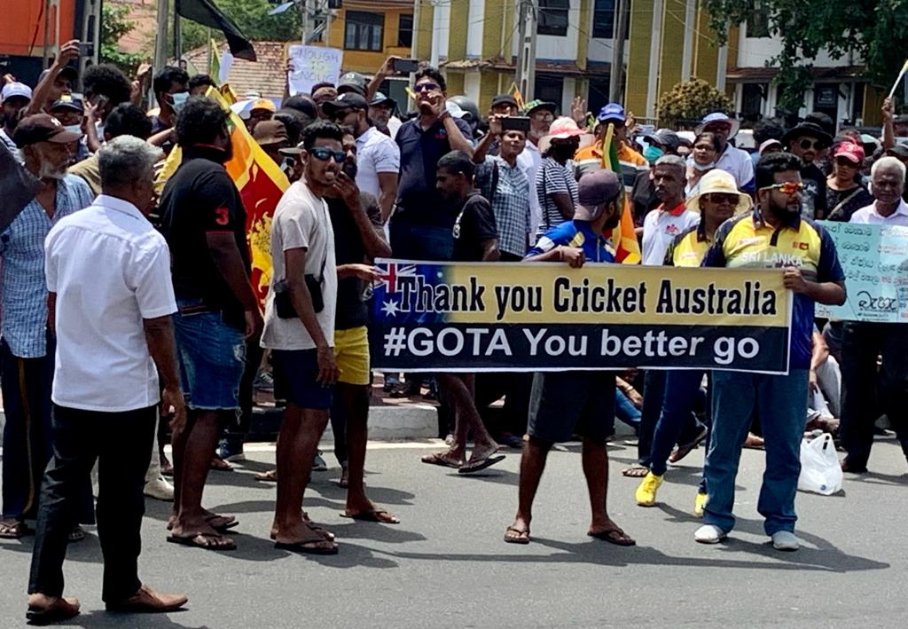 Sri Lanka Anti-Government Protestors Outside Galle International Cricket Stadium | Sri Lanka | Australian Cricket Tours