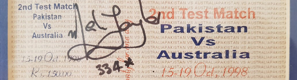 Australian Cricket Tours - Australia v Pakistan Match Ticket From 1998, Signed By Mark Taylor