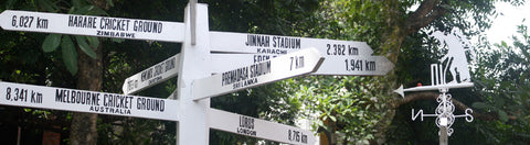 Australian Cricket Tours - Signpost Pointing To The Great Cricket Grounds Of The World At Cricket Club Cafe | Colombo | Sri Lanka