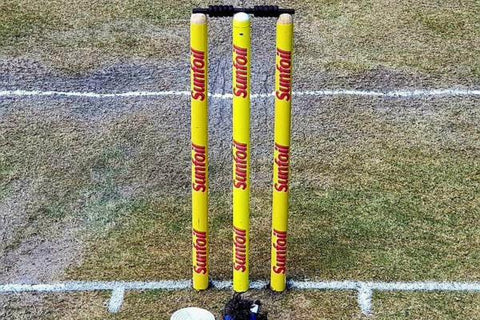 How tall are cricket stumps featuring branded yellow stumps