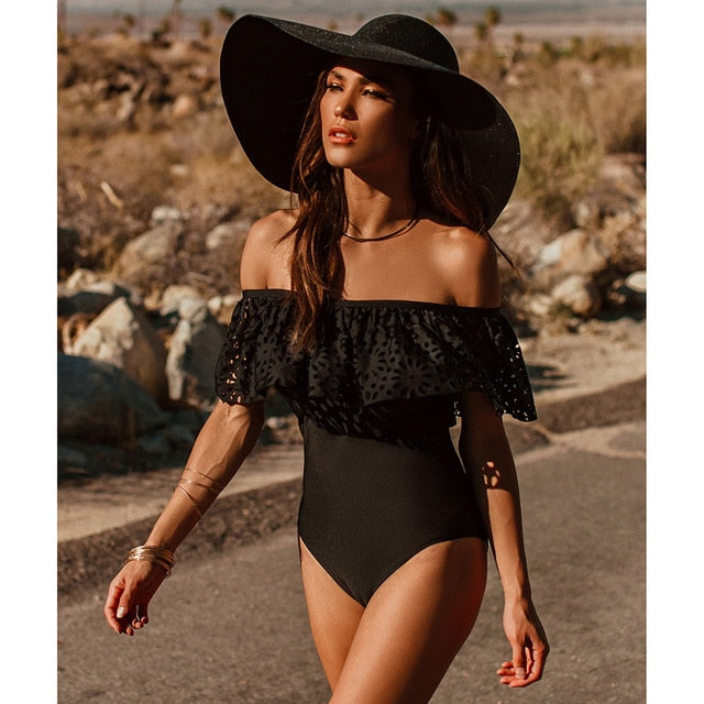One Piece Off Shoulder Swimsuit