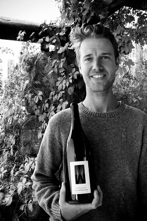 Tristan Bondett, Vineyard Manager, with magnum of Courtney Gamay