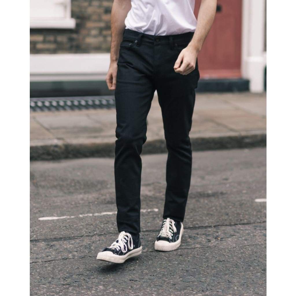 black tapered jeans