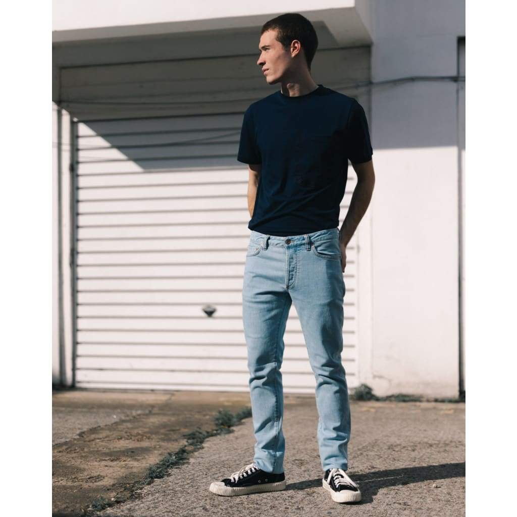 stretch tapered jeans