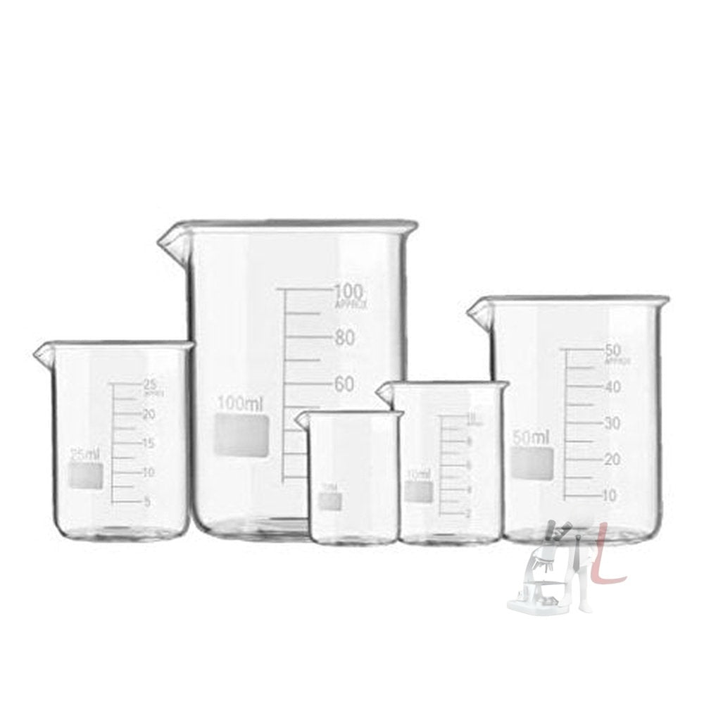 Borosilicate Glass Beaker 5ml 10ml 25ml 50ml 100ml Pack Of 5 Laboratorydeal 0585