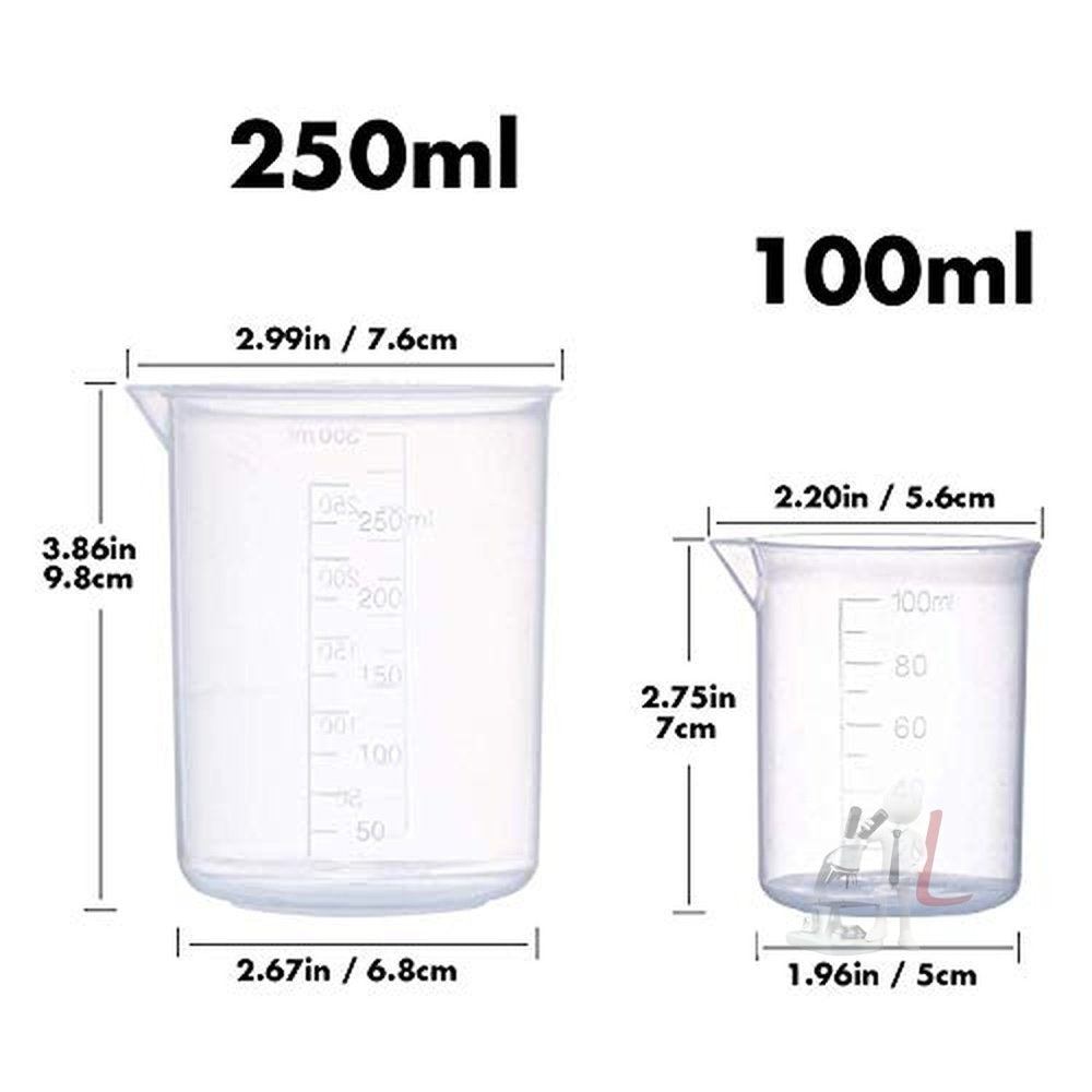 Yesbay 250ml Lab Laboratory Transparent Plastic Graduated Cylinder  Measuring Cup Beaker-Random