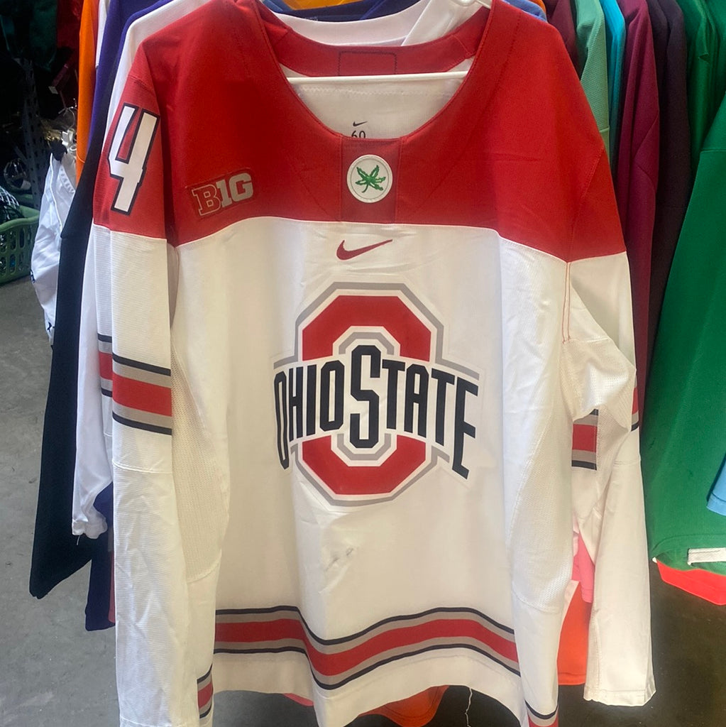 Ohio State Buckeyes Home Game Worn Hockey Jersey #7 - Size 58