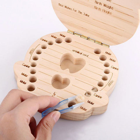 Souvenir wooden milk tooth box for boy and girl
