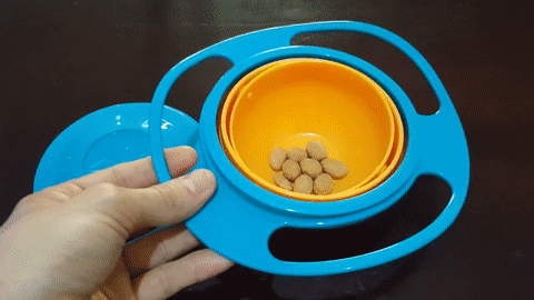 Child's gyroscopic anti-spill bowl, perfect for mealtimes