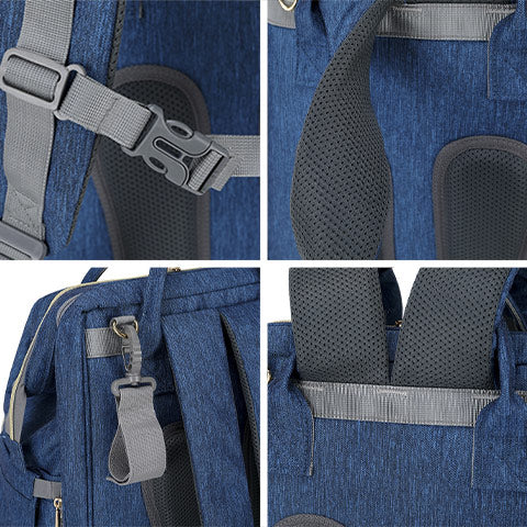 4 images of the Maternity Backpack that show texture and quality