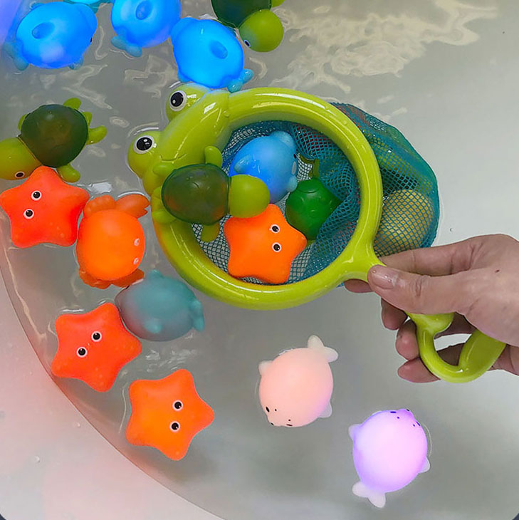 Bright bath toy in the shape of sea animals