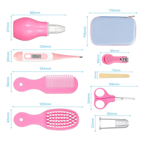 picture with dimensions of the all in one baby self kit