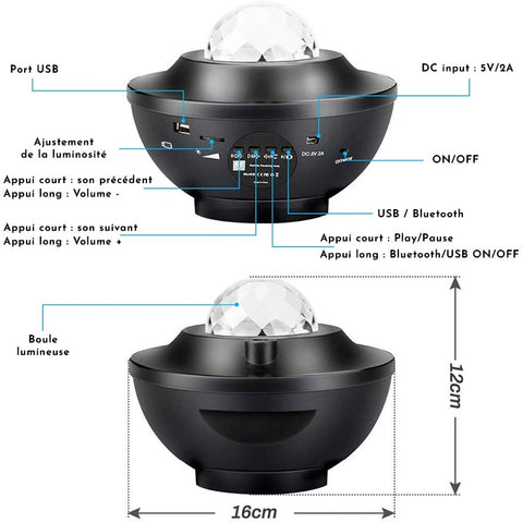 galaxy projector to put baby to sleep black in detail