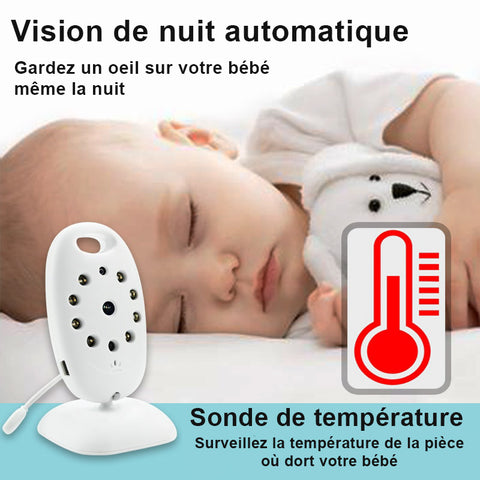 Moniteur vidéo de surveillance pour bébé avec sonde de température