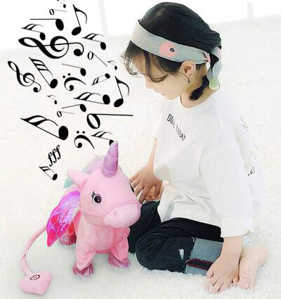 walking interactive plush unicorn music
