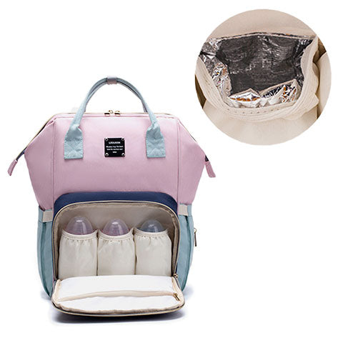 Maternity diaper backpack with thermal pockets for bottles