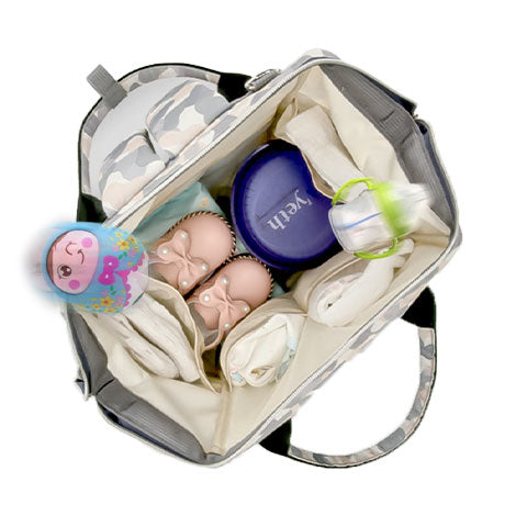 Maternity diaper backpack for parents with interior view