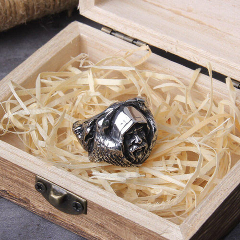 Viking Ring Odin Wolf & Raven