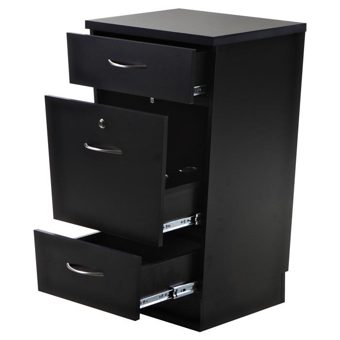 phoenix" salon cabinet with three drawers, black – salon guys