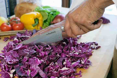 Chef Knife Chopping Cabbage