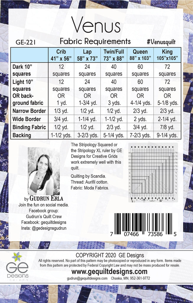 G E Designs – Lucy Quilt Pattern – Stripology Ruler – Crib To King – Fabric  Utopia