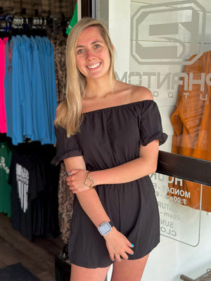 Solid Off Shoulder Romper - Phantom Outdoors