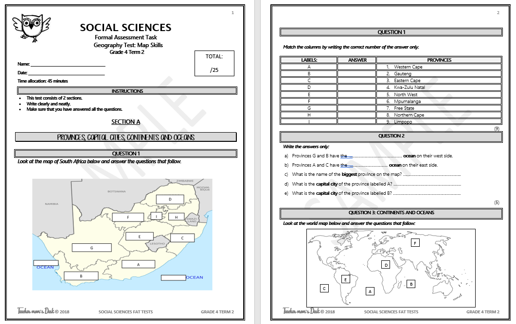 social sciences fat sba tests term 2 grade 4 2019