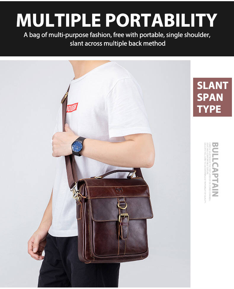 BULLCAPTAIN  Men Genuine Leather Bag