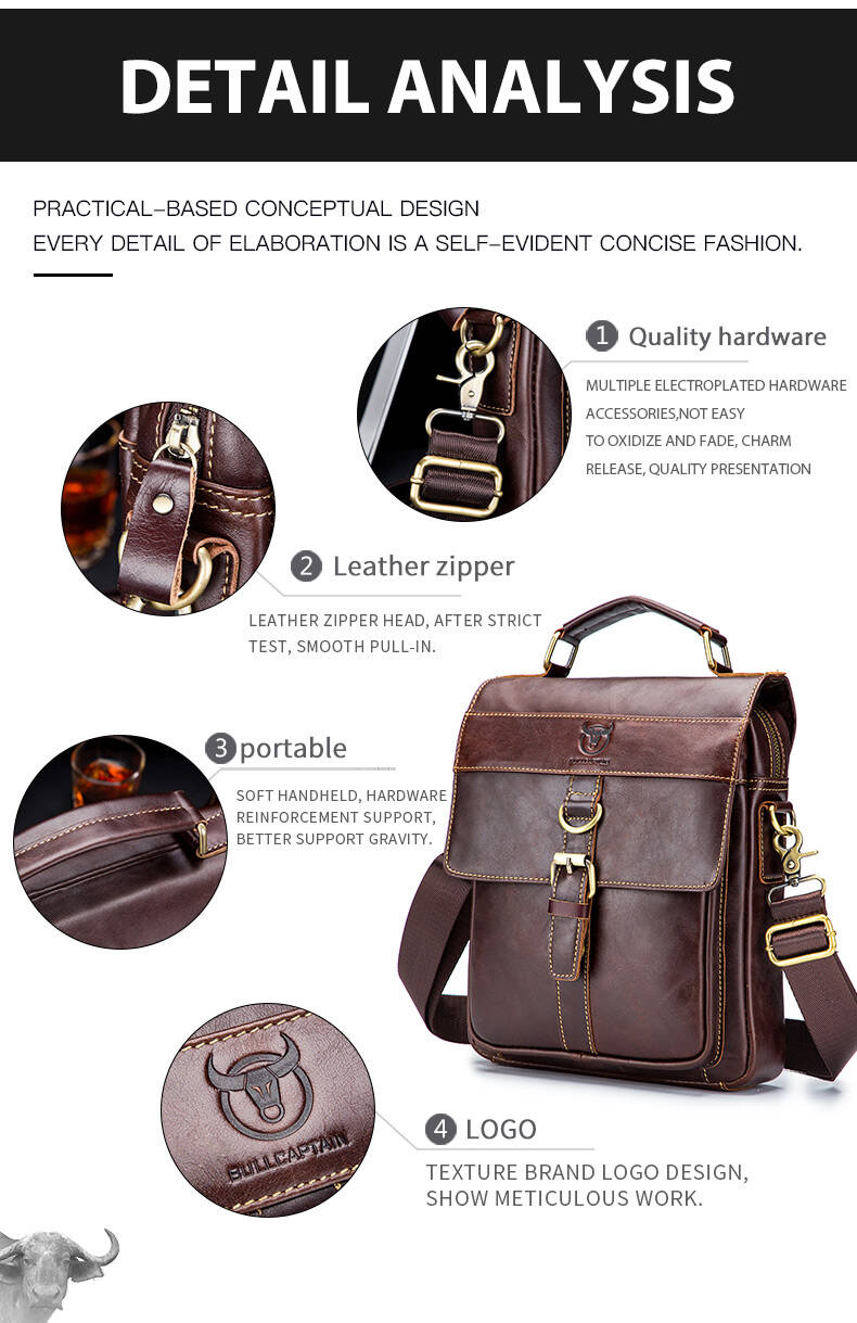 BULLCAPTAIN  Men Genuine Leather Bag