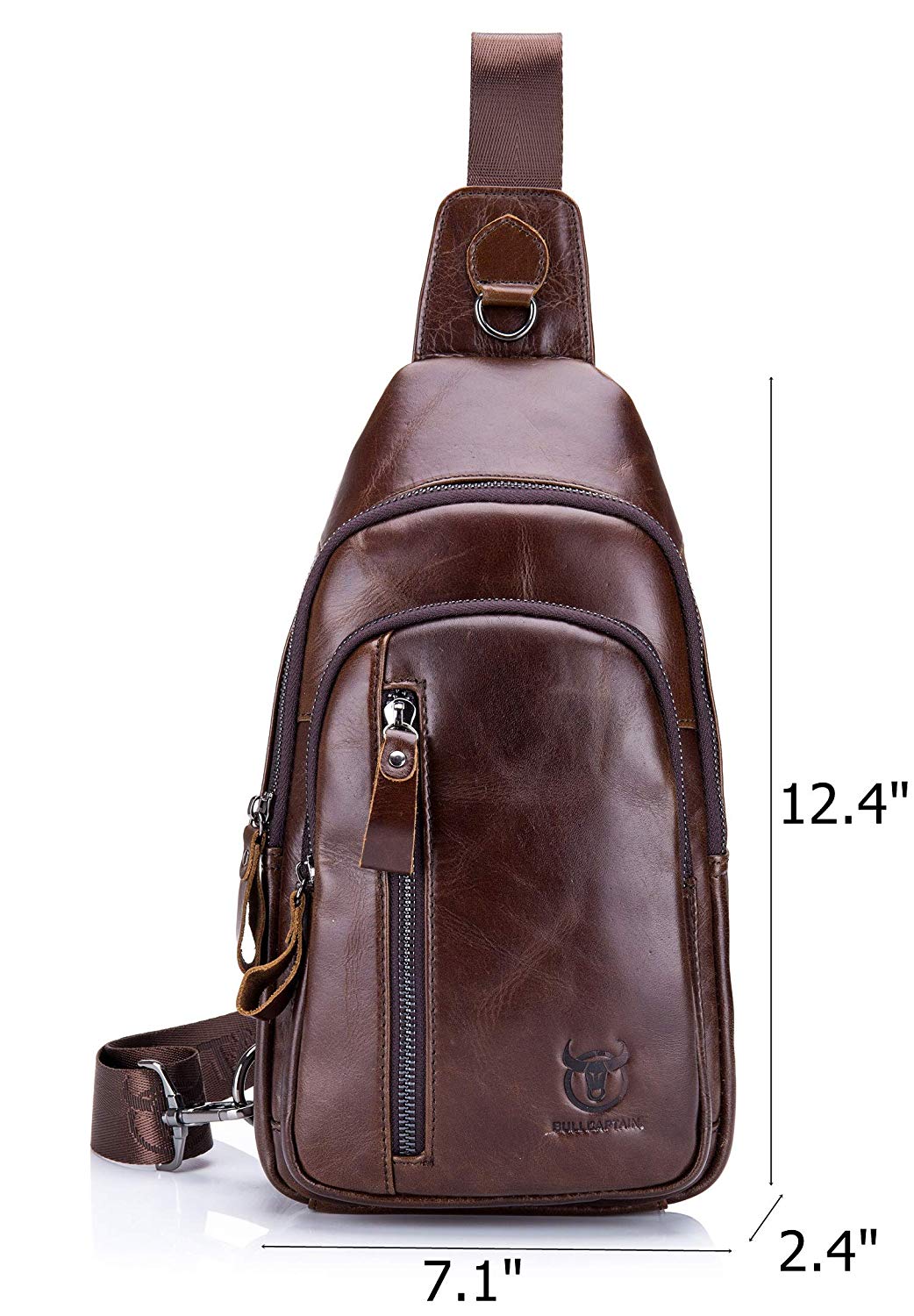 Bull Captain Leather Men Sling Shoulder Crossbody Bags Backpack ...