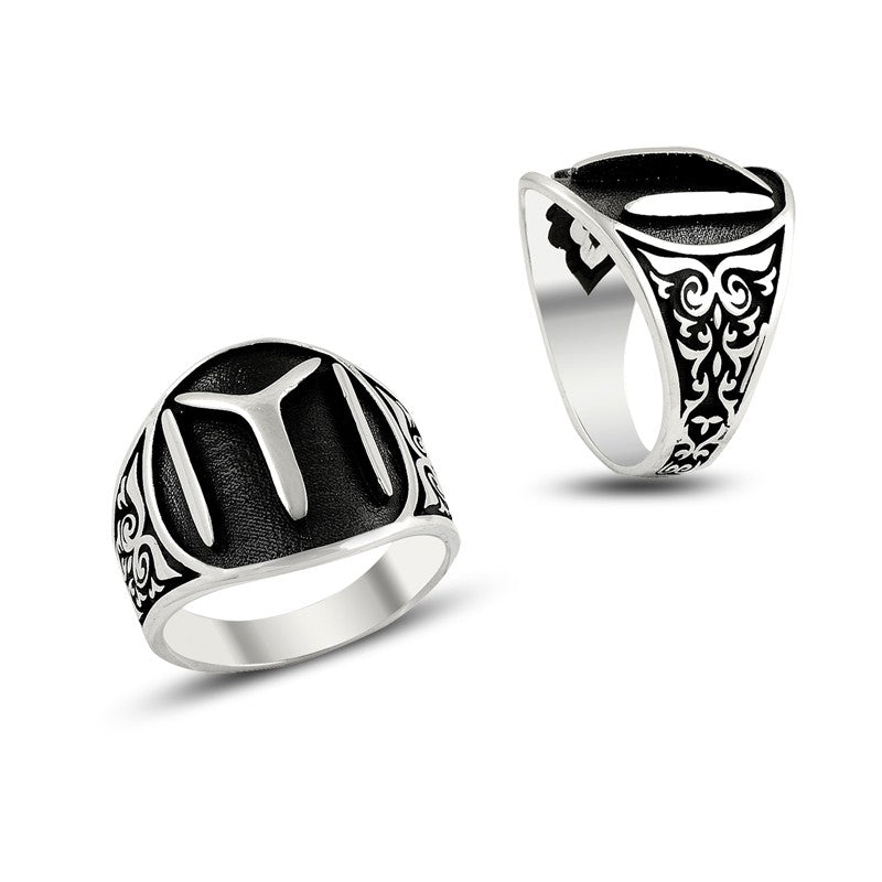 IYI monogram 925k sterling silver mens band ring – Yussuk