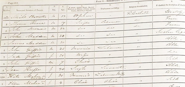 Workhouse Registry March 1847