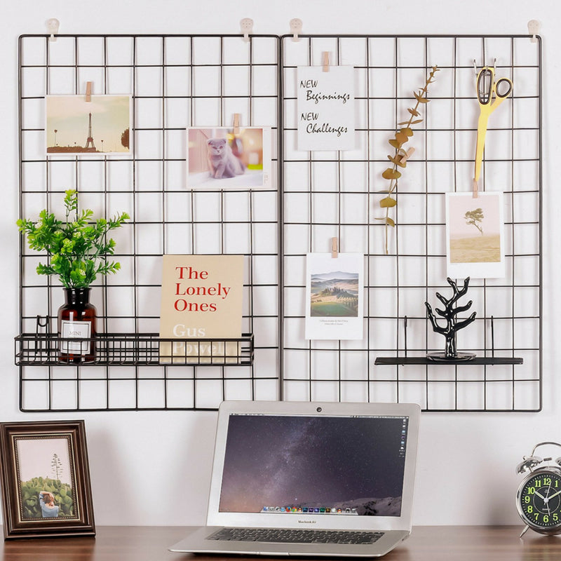 Dilas Home Rose Gold Black White Rack Basket Shelf Memo Board Shelf For Wire Wall Memo Grid B