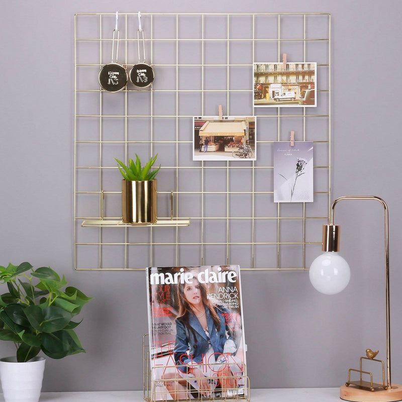 Dilas Home Wire Rose Gold Hanging Wall Mesh Grid Memo Mood Notice Swiss Cross Board Set