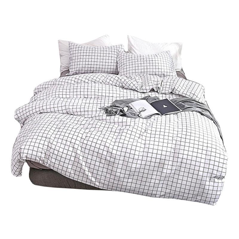 black white check duvet cover