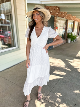 Eyelet Smocked Midi Dress